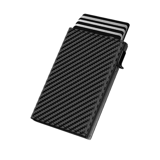 Portofel din Fibra de Carbon cu Protectie RFID, Negru, Design Minimalist, Capacitate Mare pentru Carduri si Bancnote, Rezistent si Elegant