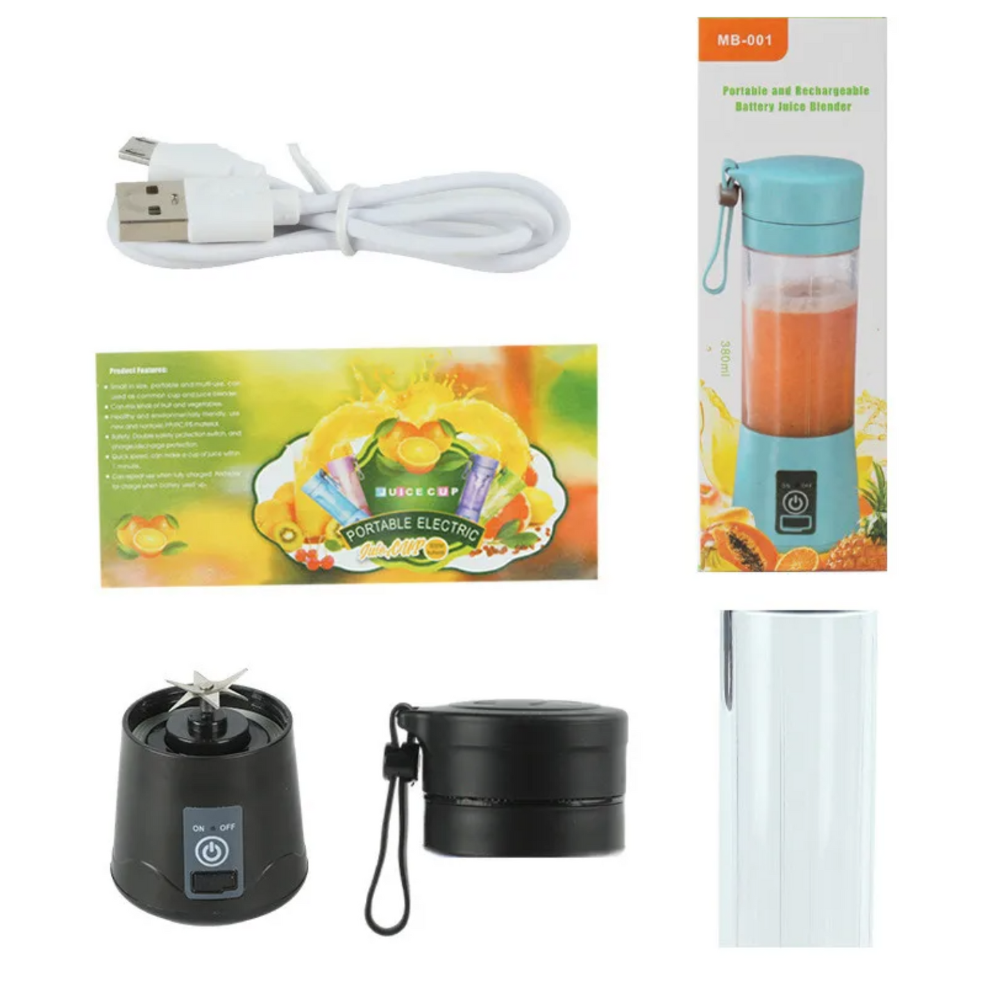 Blender Portabil cu Incarcare USB, Juicer Cup cu 10 Lamele, Capacitate 500ml, Design Elegant, Negru