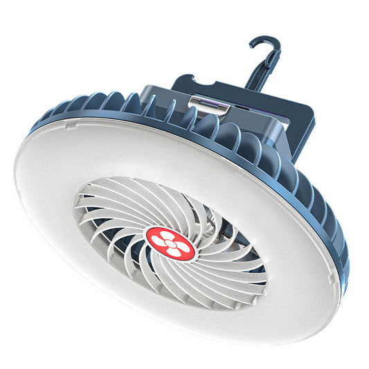 Lampa de Camping Multifunctionala, LED, Reincarcabila si Rezistenta la Apa cu Ventilator Portabil, Ideala pentru Corturi si Piata de Noapte